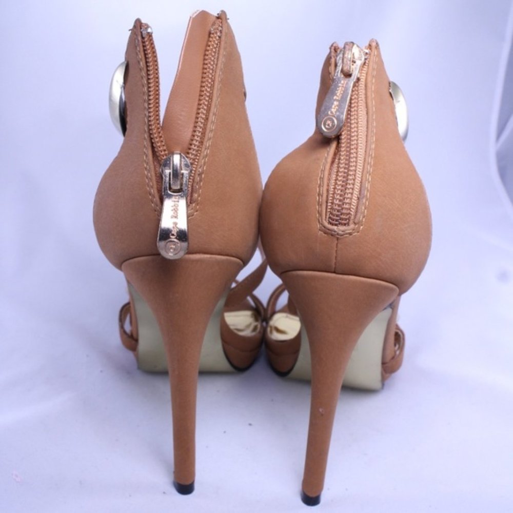 CAPE ROBBIN Tan Gold Open Toe High Heel Sandals - Picture 3 of 6